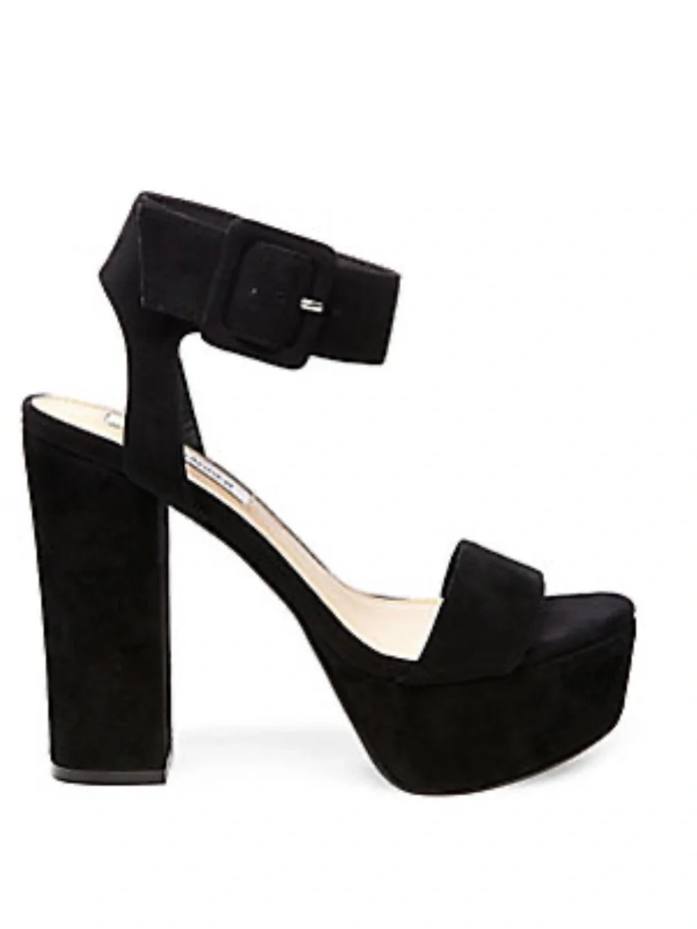 Steve Madden Black Suede Platform Block-Heel Sandals